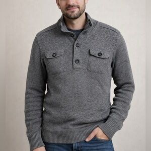 Men’s Banana Republic Charcoal Button-Up Sweater 100% wool